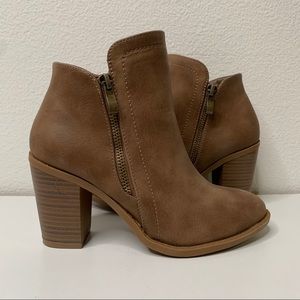 Brown Faux Leather Booties - Size 6.5